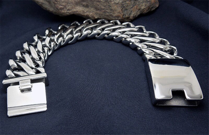 ZORCVENS – Bracelet en acier inoxydable pour homme, bijoux couleur argent, 24mm de large, 316L