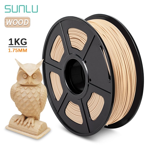 Sunlu pla filamento de madeira impressora 3d 1kg 1.75mm material de fibra de madeira melhor para madeira cor artesanato presente aniversário diy impressão