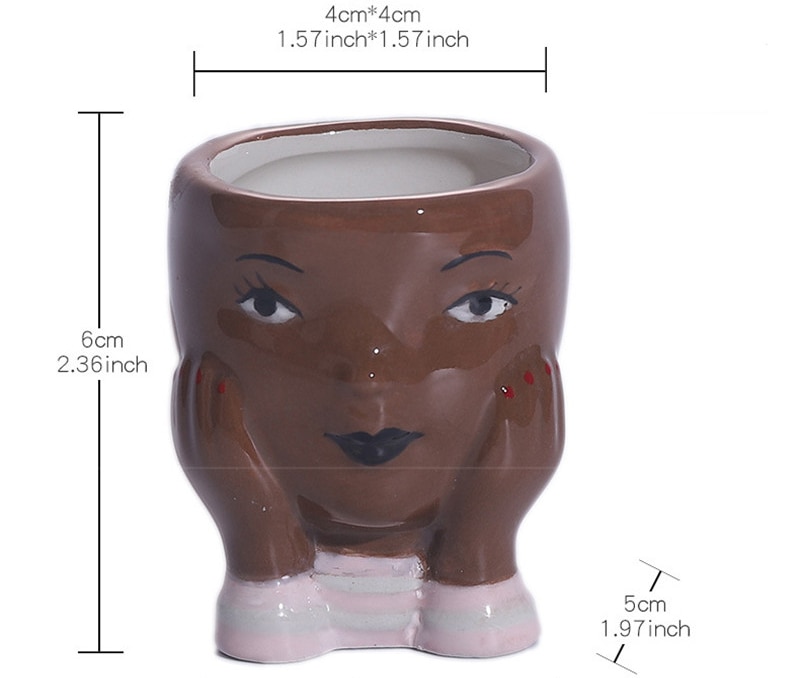 Human Face Ceramic Flower Pot Cute Face Vase Sculpture Crafts Succulents Mini Flowerpot Home Garden Decoration Ornament