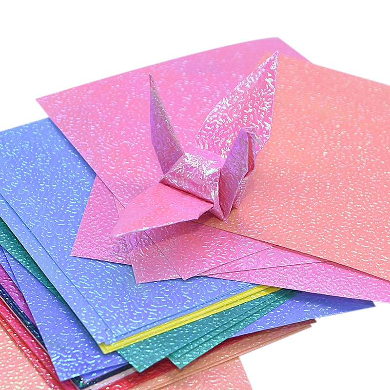 50Pcs/ Set Square Origami Pearl Paper Thousand Paper Cranes DIY Scrapbooking Craft Handmade Origami Folding Materials
