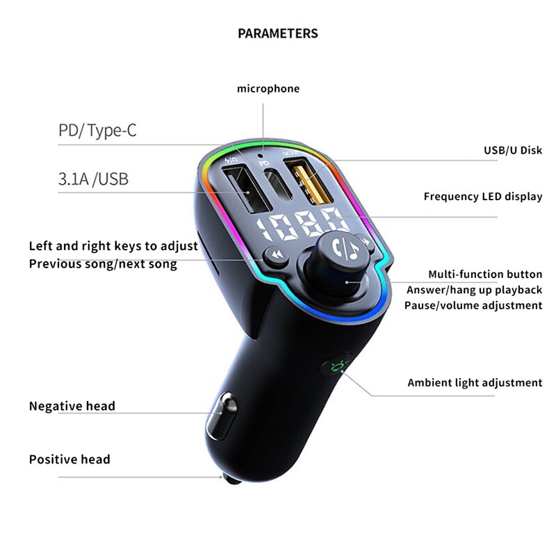 QC 3,0 Transmitter Auto Wireless Adapter Mic Audio Empfänger Auto MP3 Player USB Schnelle Ladegerät Zubehör