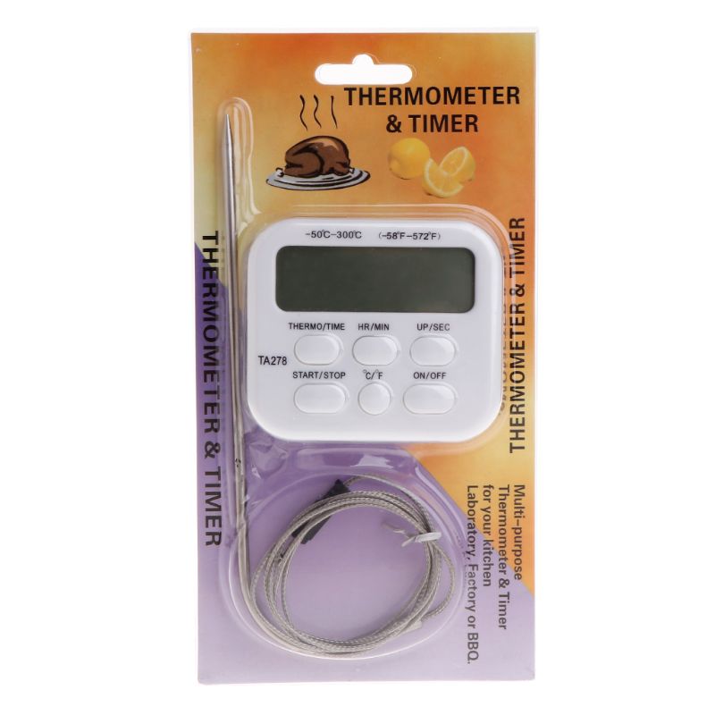 Digital BBQ Thermometer Cooking Meat Food Oven Grill Kitchen Timer Thermometer 77UD