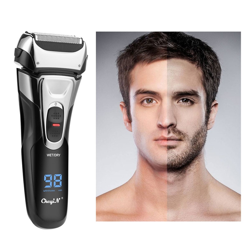 Whole Body Washing Reciprocating Triple Blade Shaver 2 Hours Fast Charging Razor Mustache Shaving with Pop-up Beard Trimmer