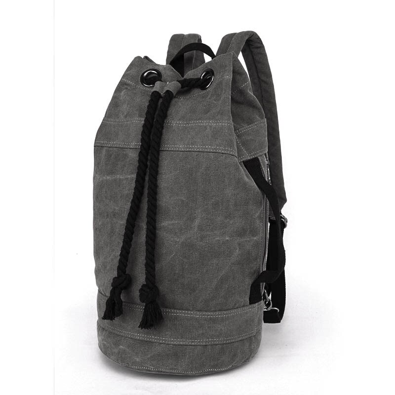 Brand Men's Casual Backpack Korean Canvas Shoulder Bag Trend Couples Basketball Bag Drawstring School Daypack: big grey