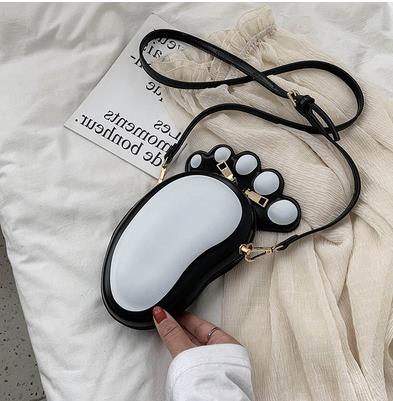 Sjov lille fod roman ung piges afslappede skuldertaske håndtaske crossbody mini taske pung kvinder daglige punge pu læder: Hvid