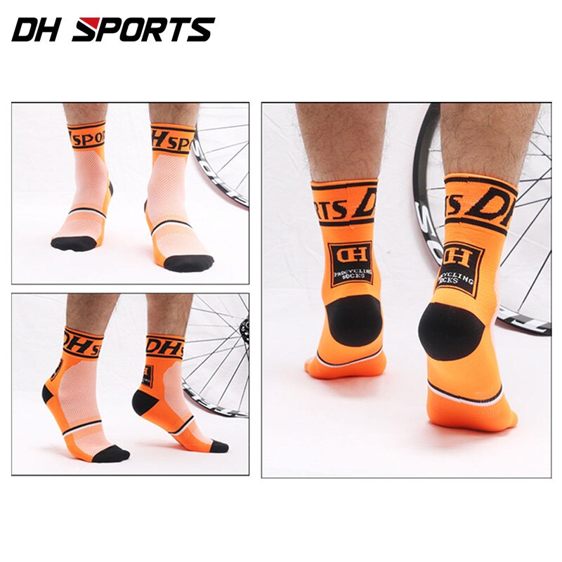 DH SPORTS Best Cycling Socks Men Indoor Mountain Sock Bike Bicycle Equipment Womens Clubs Sky Road Basketball Running Tourism: Orange / EU 39-45