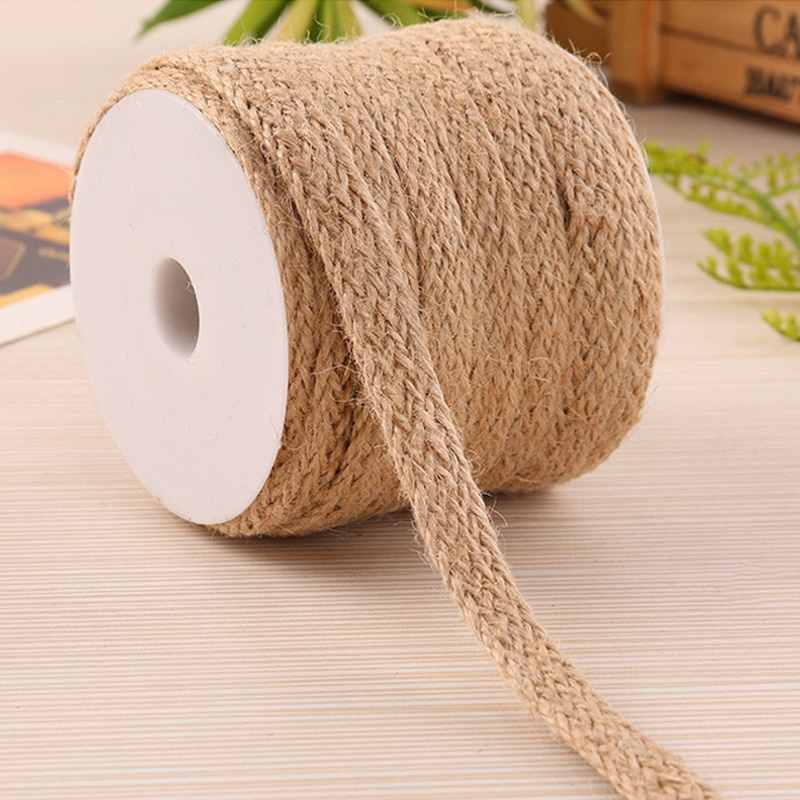 Rubans hessiens en toile de Jute naturelle, 5M, ficelle de lin, ficelle pour , emballage, fête de mariage, bricolage, ruban en lin décoratif