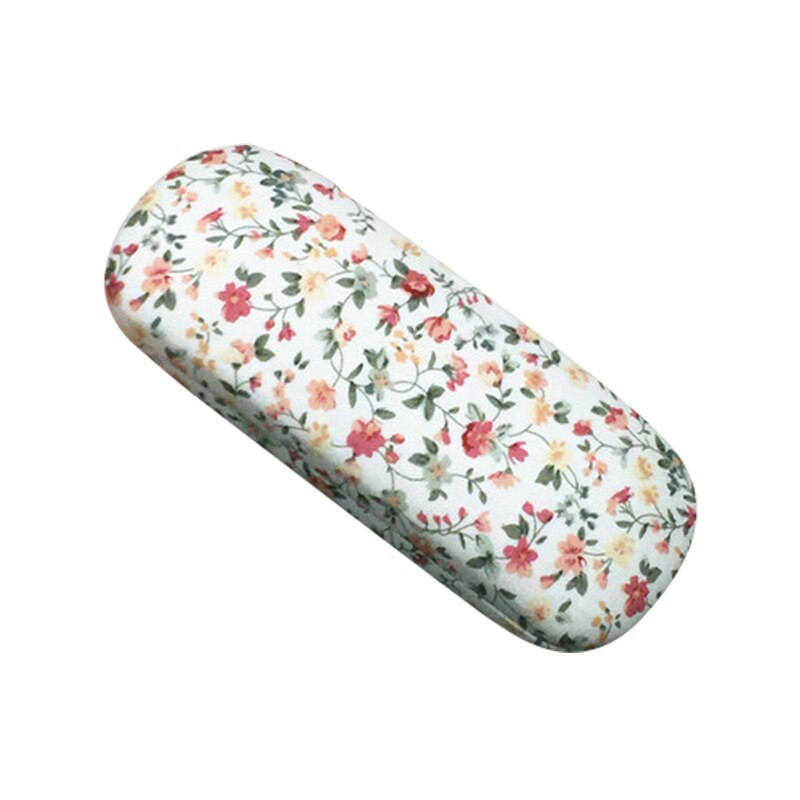 Iboode retro blomtryck läsglasögon fodral box dam hårt blommönster glasögon förvaringsfodral hållare kvinnlig organisatör: Liten blomma vit