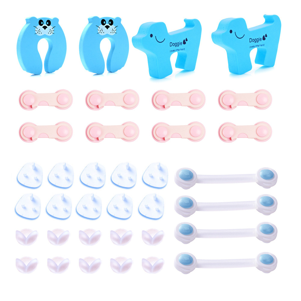 1set 33/36/38pcs Child Safety Locks Set Cabinet Lock Protection Power Plug Cover Baby Security Socket Drawer Latches Suit