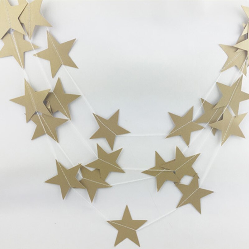 Cortina colgante de papel con forma de estrella de cinco puntas para puerta, decoración de nacimiento, cadena pequeña, flor de tiro, estrellas colgantes de boda
