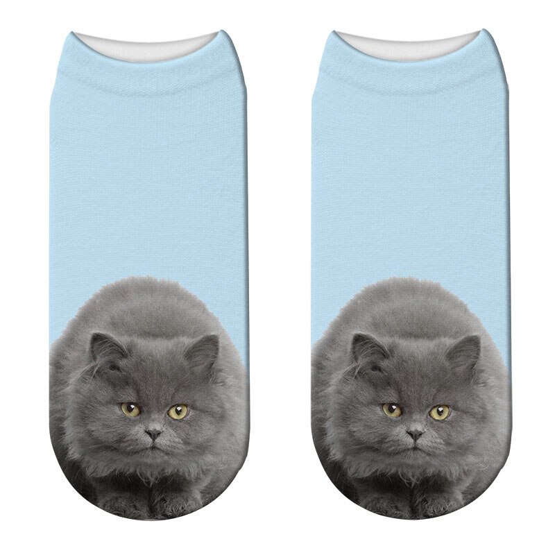 Women 3D Printed Animal Socks Funny Cartoon Cat Dog Cotton Low Ankle Unisex Socks носки с принтами: Style9