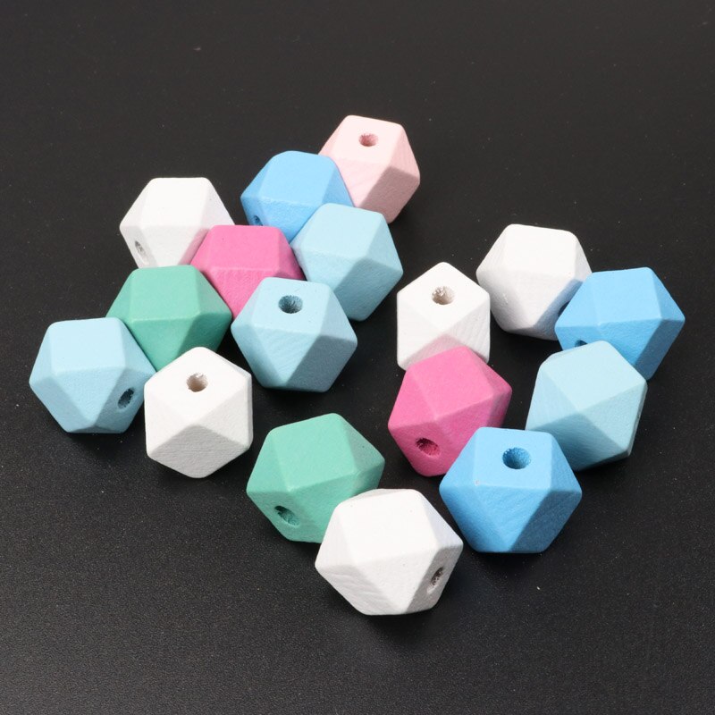 12mm 20pcs Mix Rood Roze Wit Natuurlijke Facet Houten Onvoltooide Geometrische Spacer Kralen Voor Sieraden maken Handmake DIY KL62-12mm