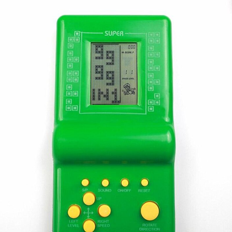 Máquina de juegos de mano clásica Tetris juego de ladrillos máquina de juegos para niños con reproducción de música de juegos