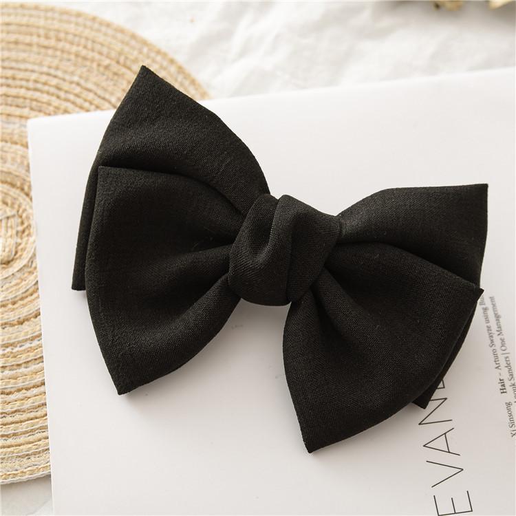 Pasadores de lazo grande de Color liso para mujer y niña, horquillas de satén de terciopelo de , 2 capas, accesorios para el cabello: black