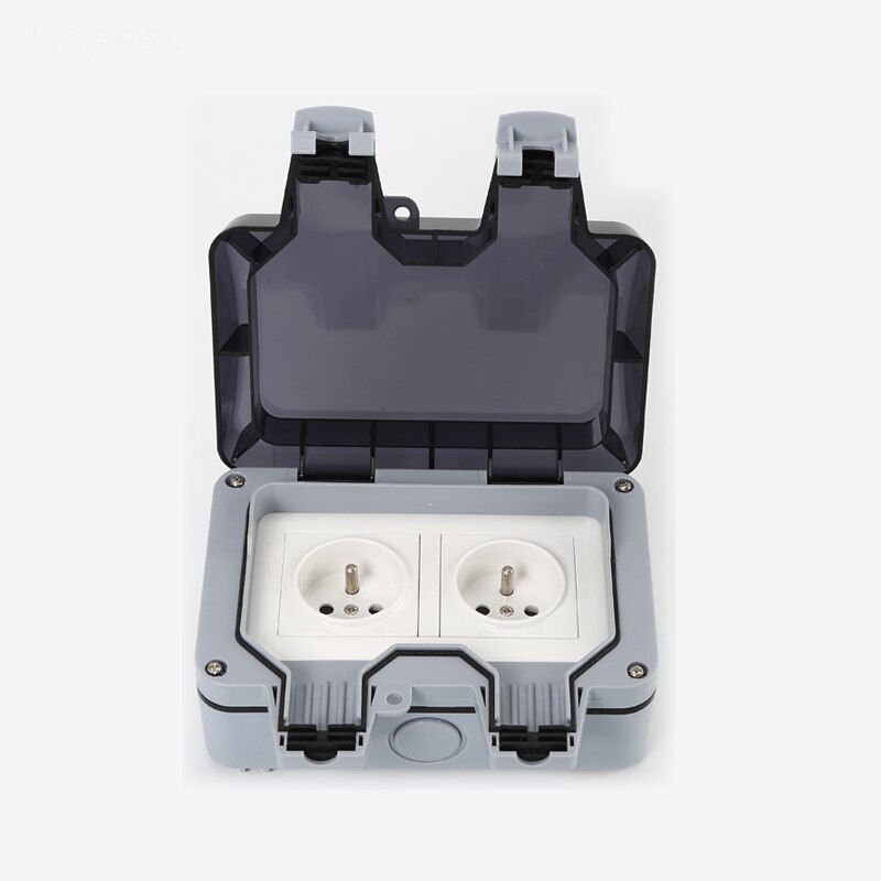 European Plug Household Bathroom Waterproof and Dustproof Socket Embedded Junction Box French Power Adapter