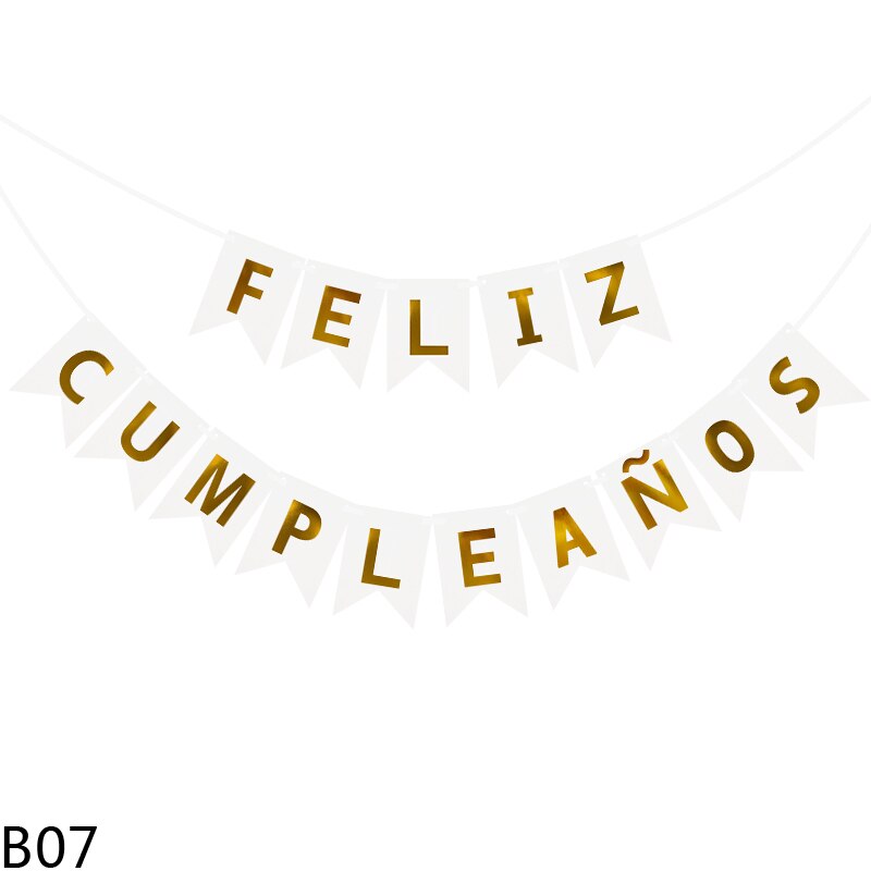 1Pcs Spanish Letter Flag Birthday Happy Birthday Banner Decorations for Kids Adult Birthday Party Backdrop Pendant Decor: B07