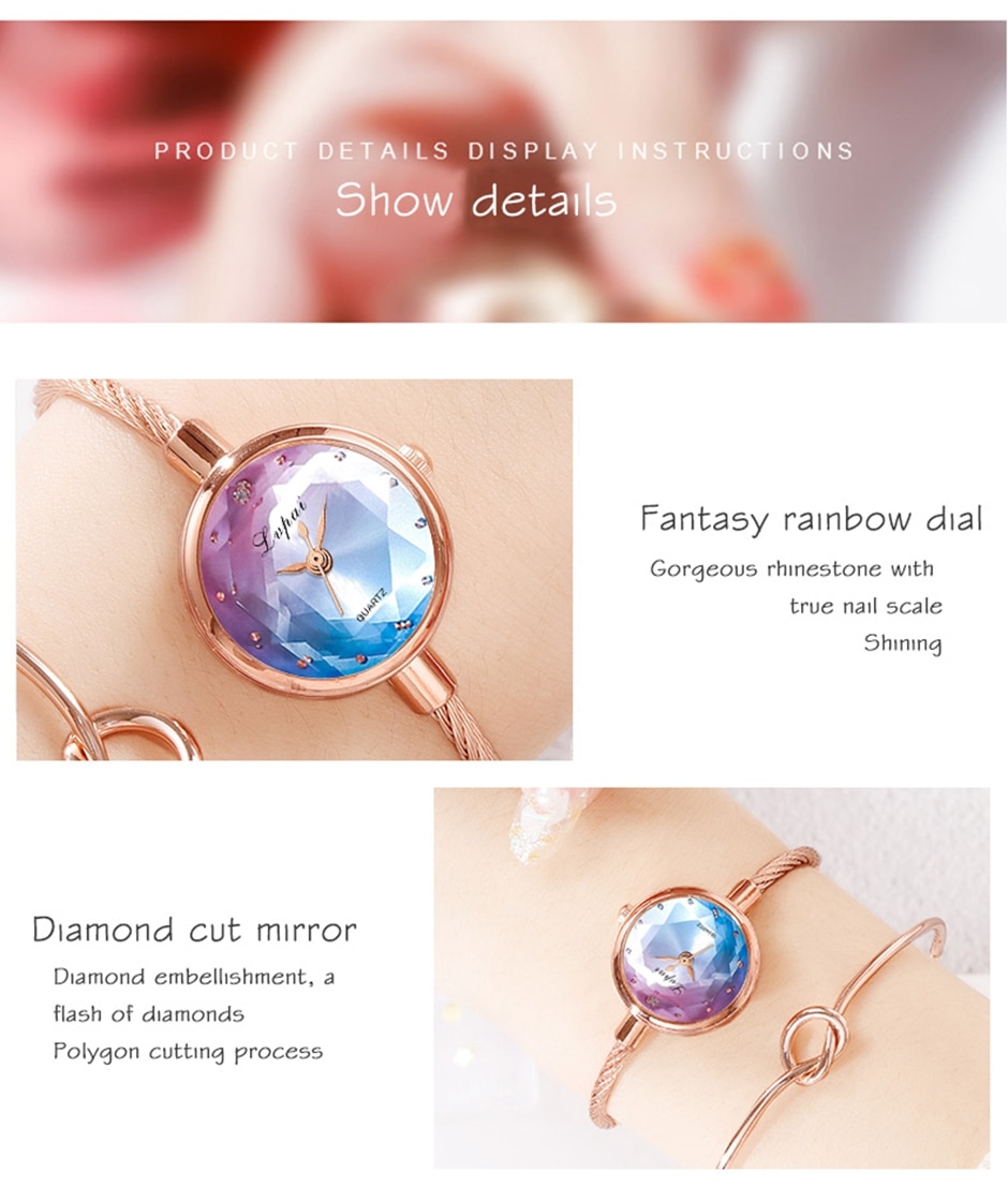 Lvpai Brand Ladies Watch Small Watch Rose Gold Bangle Bracelet Geometric Glass Surface Women Watches Dress Clock Relogio *A