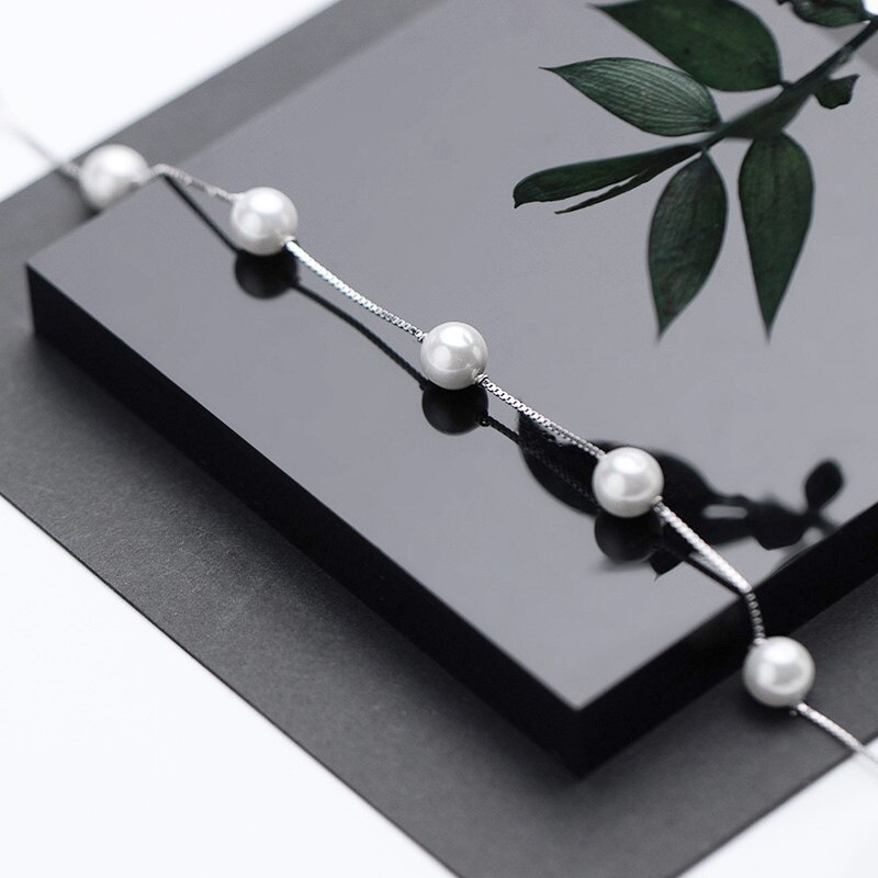 Pearl Anklet For Women 925 Sterling Silver Career Style s925 Anklet Bracelets Beach Boho Foot Jewelry Wedding Valentine's Day