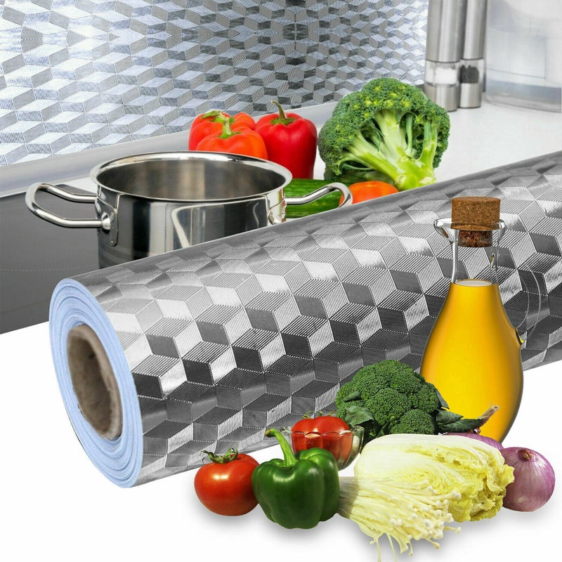 1M/3M/5M Aluminium Folie küche tapete Öl nachweisen wasserdicht selbst Klebstoff Hintergrund Herde Aufkleber klebstoff papier für möbel