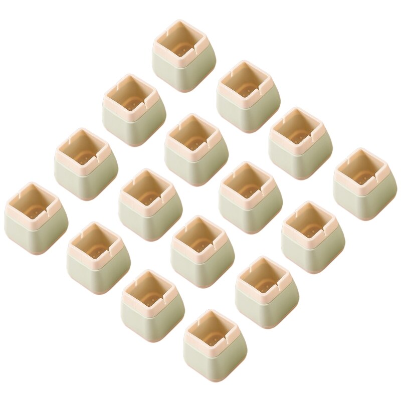 16pcs Silicone Table Chair Feet Cover Floor Protector Furniture Leg Anti-Scratch: Light Green / Round