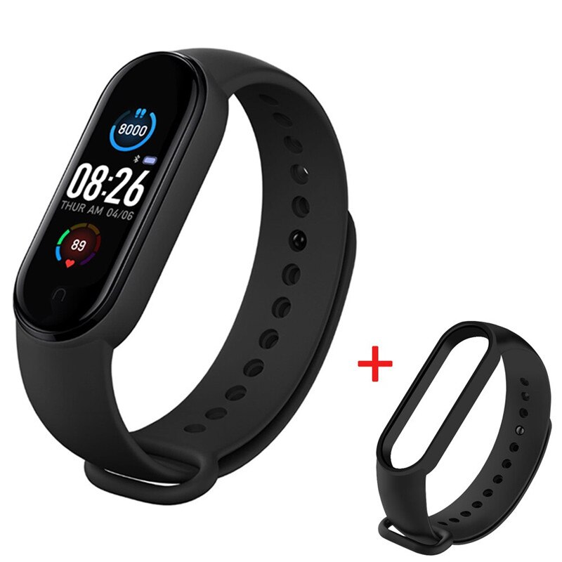 M5 Smart Watches Bluetooth Bracelet Sport Fitness Tracker Pedometer Heart Rate Monitor SmartBand Wristband for Android IOS: add black strap