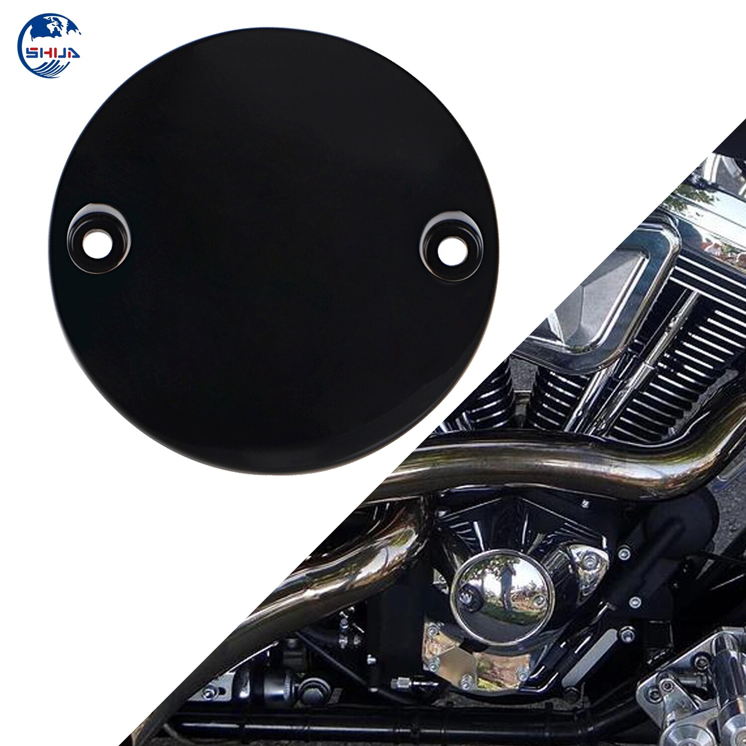 Ignition Timing Cover 2 Hole Points Cover For Harley Sportster Dyna Softail FL FXST Road King Electra Glide Classic Black