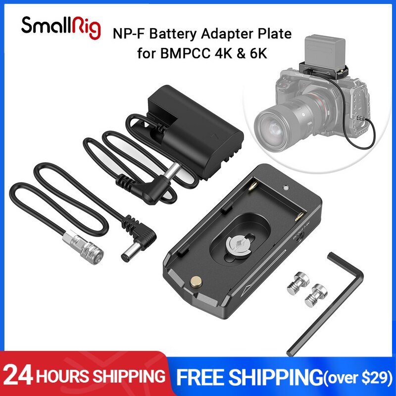 SMALLRIG NP-F Battery Adapter Plate Lite for BMPCC 4K &amp; 6K, ABS Material - 3093