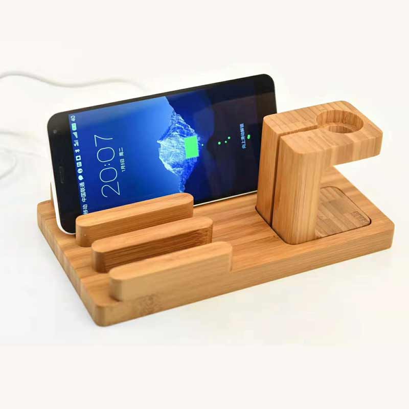 Holz gebühr stehen für telefon uhr multi usb lade halter für samsung huawei xiaomi neue schreibtisch ladestation für tablet