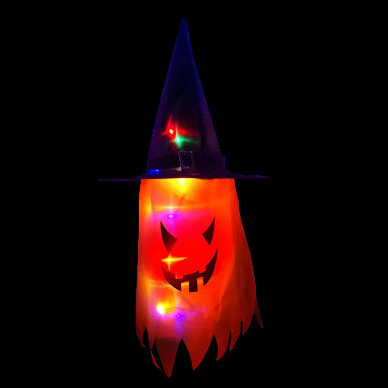 Led Gloeiende Heksenhoed Halloween Light String Opknoping Ornament Voor Huis Tuin Binnenplaats Halloween Decoratie