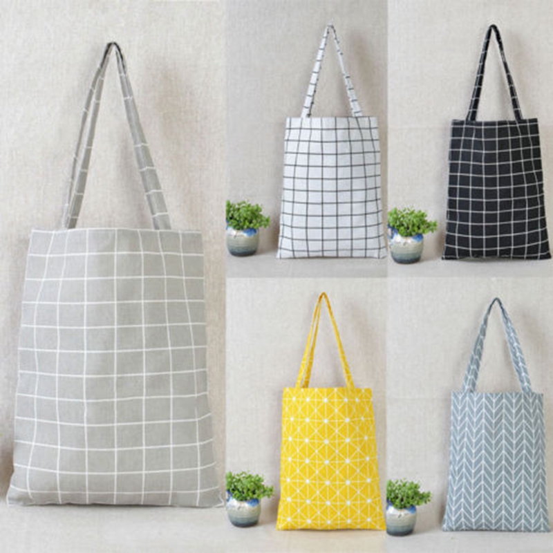 Vrouwen Linnen Katoen Eco Herbruikbare Shopping Schoudertas Canvas Purse Pouch Tote Totes Handtassen