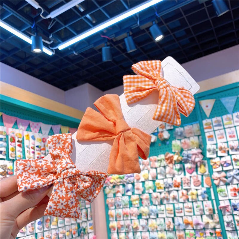 3 Pçs/set Flor Bowknot Bebê Meninas Grampos de Cabelo Barrettes Hairpin Arcos Bonito Das Crianças Dos Miúdos Acessórios Para o Cabelo Do Bebê: orange