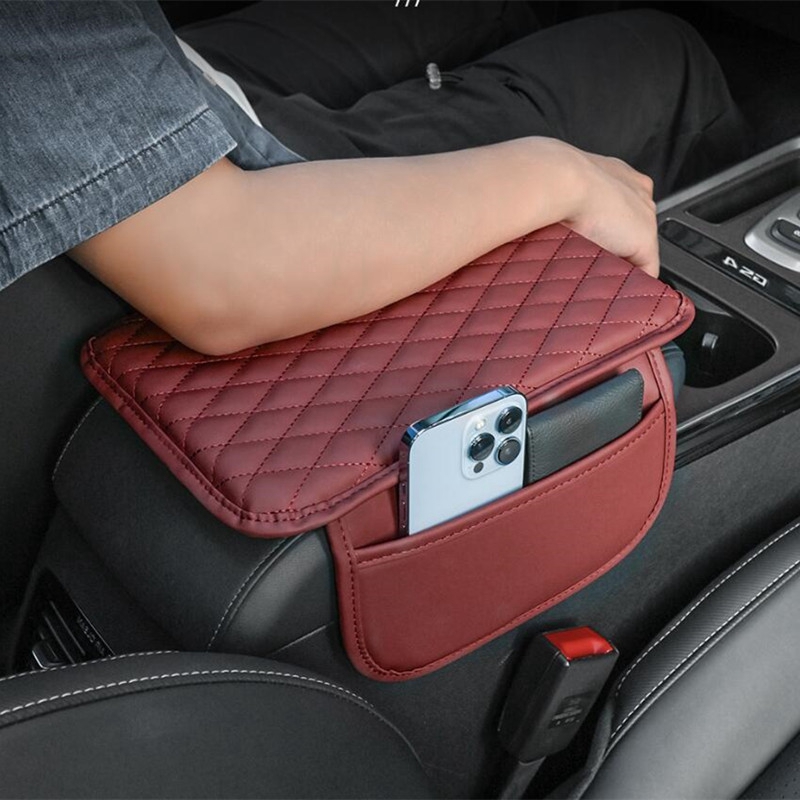 Leiboo Pu Lederen Auto Armsteun Mat Organizer Middenconsole Armleuning Bescherming Kussen Auto Armleuningen Opbergtas Auto Accessoires