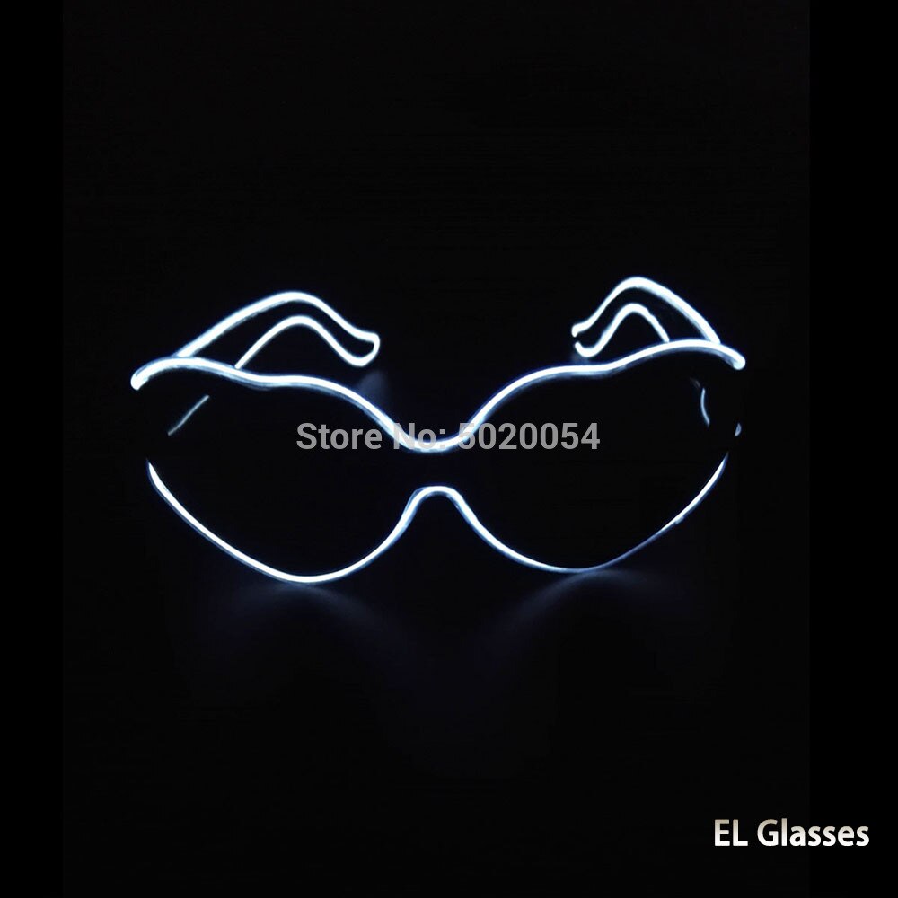 Gzyuchao  el 10 farver steady on el hjerte form briller blinkende belysning neon briller halloween nat glød solbriller