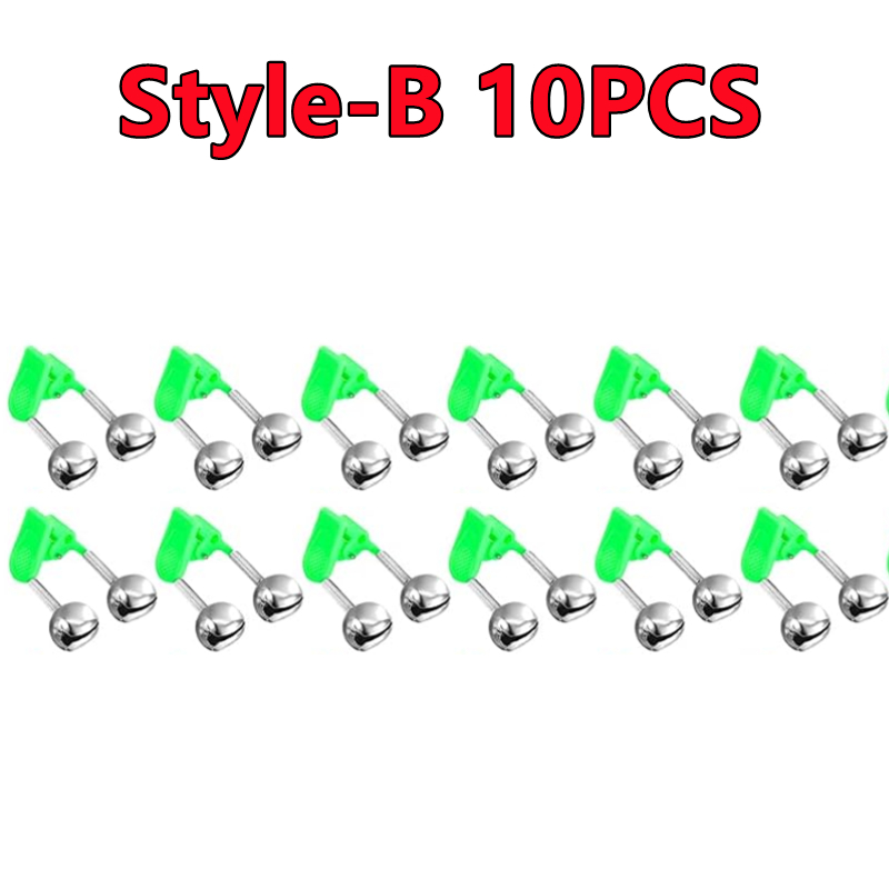 50-5PCS Dubbele Bellen Vissen Indicator Aas Alarm Luid Geluid Alert Bell Clips Nacht Hengel Bell visgerei Outdoor Vissen Bel: Black