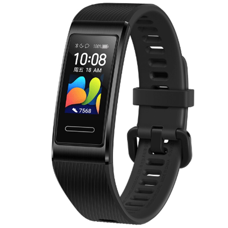 Huawei band 4 pro gps smart band amoled 0.95 tommer metal materiale pulsmåler søvnarmbånd: Sort