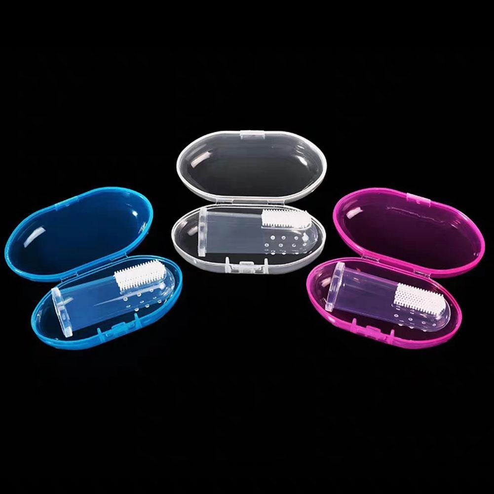 1 einstellen Weiche Baby Finger Zahnbürste Und Kasten Silikon Zähne Weichen Säuglings Baby Zähne Silikon Pinsel Pinsel Reinigen Zahn freundlicher j4L1