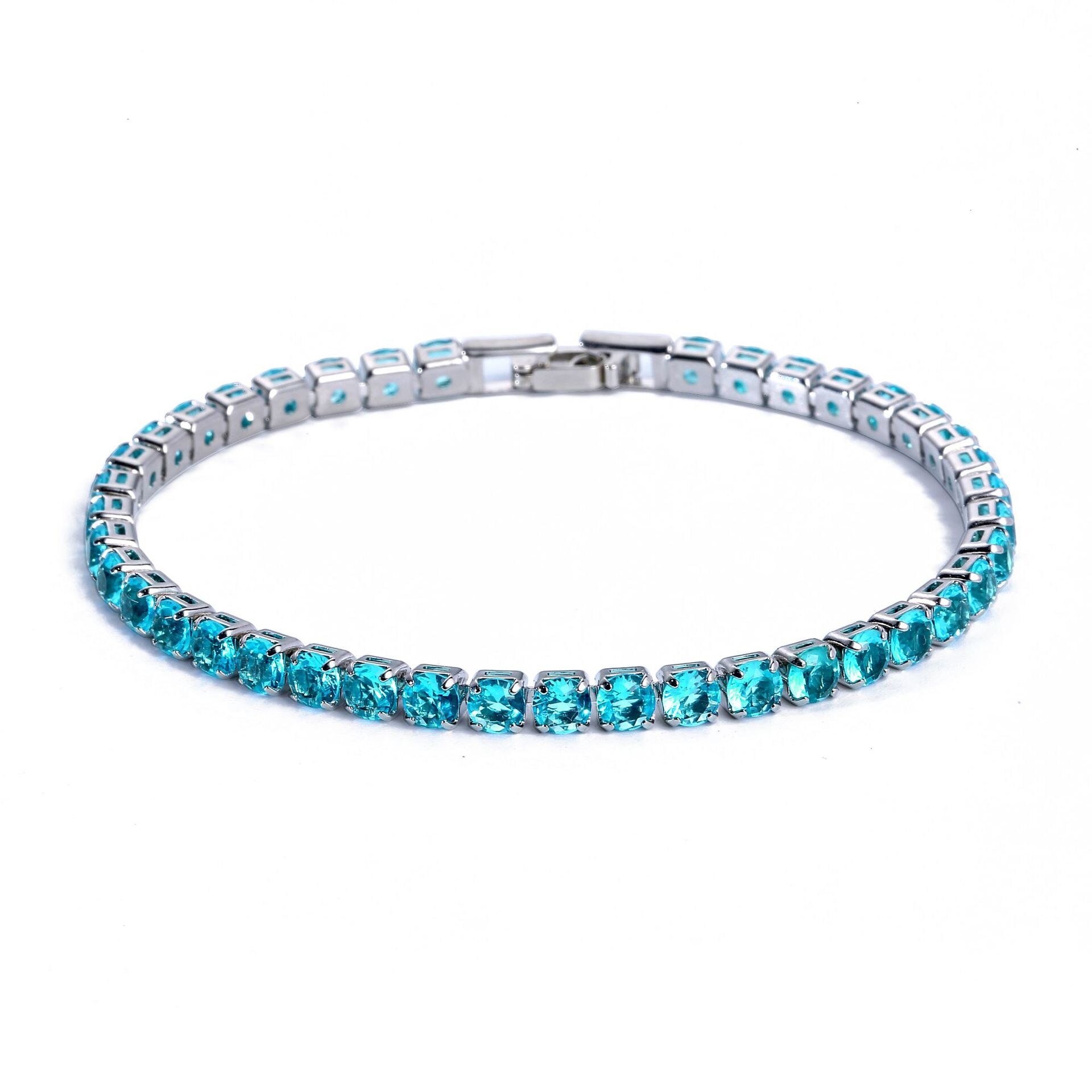 4mm luksus runde 925 sterling sølv armbånd armbånd til kvinder jubilæum smykker bulk sælge moonso  s5787: Himmelblå