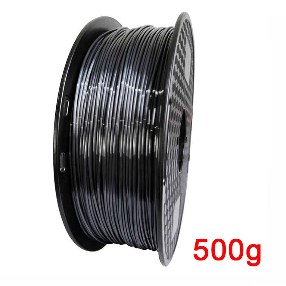 Pla 3d printer silke sort filament 1.75mm 250g/500g/1kg 3d print filamenter silkeblød skinnende sublimation materialer forsyninger: Silkesort 500g