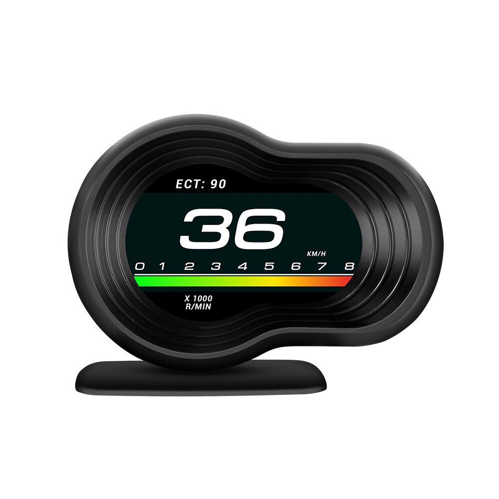 Car HUD OBD2 Auto on-board Computer Speed Monitoring with Acceleration Turbo Alarm Head Up Display Digital GuageWater&amp;Oiltemp: Default Title