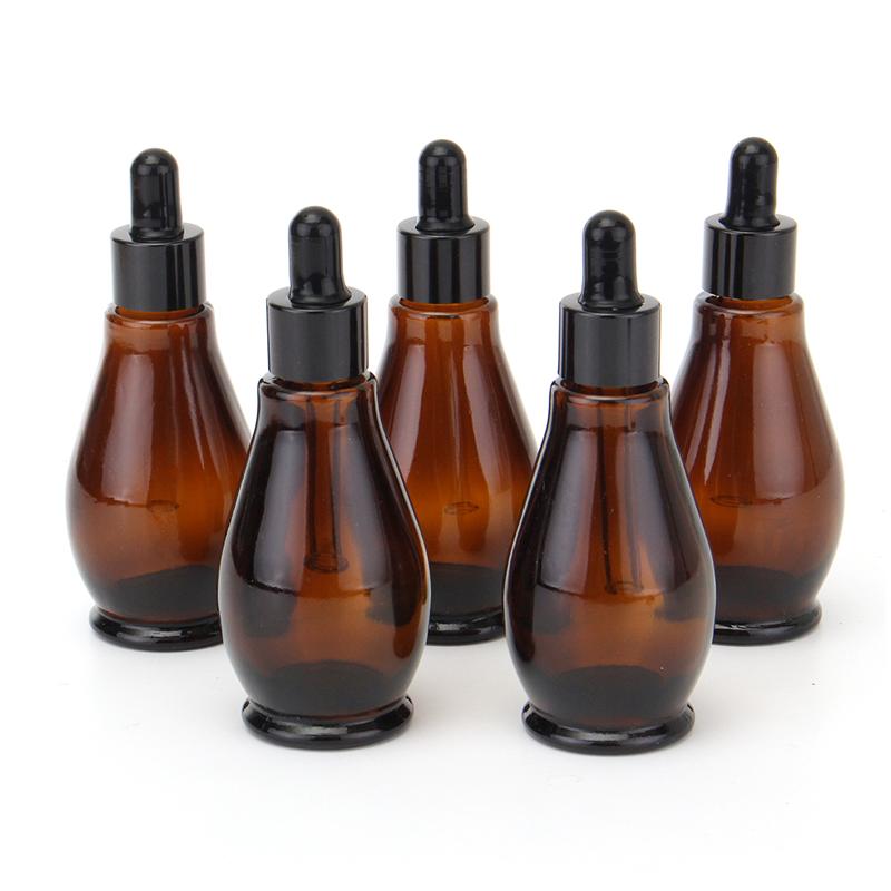 1 stuk 10ml/20ml/30ml/50ml/100ml lege amberkleurige glazen kalebas druppelflesjes etherische olie parfum pipetflesjes hervulbare container