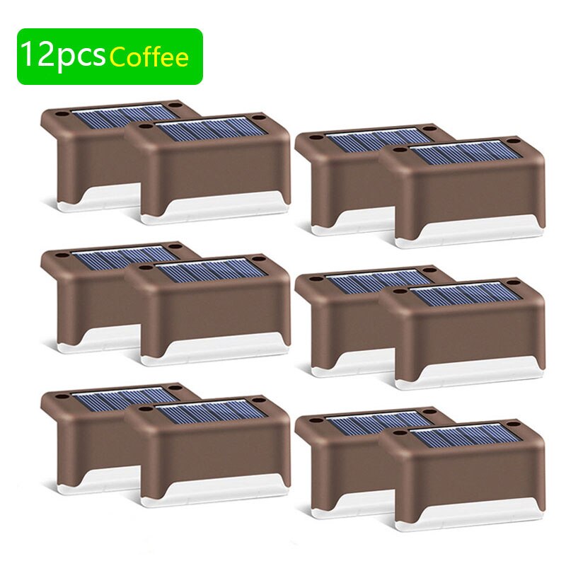8/12 stuks zonne-terraslampen, tuin, landschap, trapverlichting, waterdichte wandlamp voor balkon, led-zonnehekverlichting: 12 stuks koffiekleur