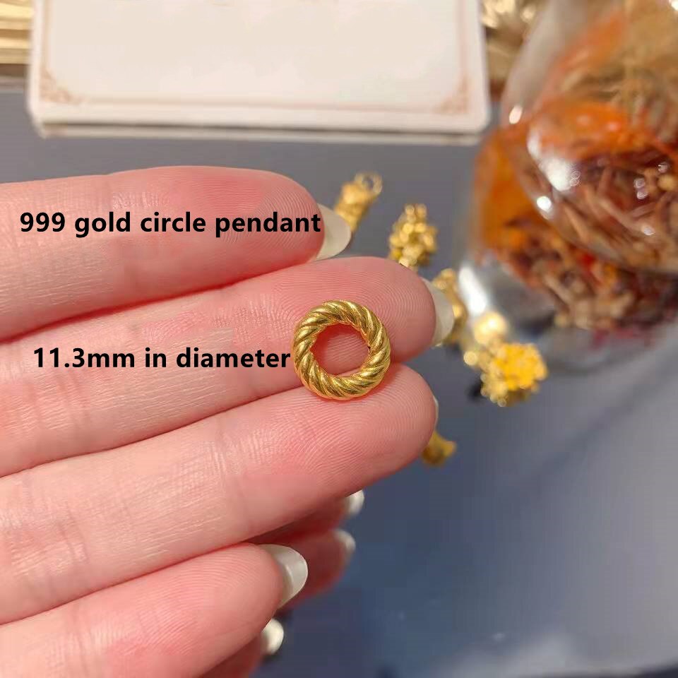 #39 #39 halsband äkta 999 guld hänge 24k blommor stjärnor dam hängen utsökt fabrik: Cirkel 0.2g