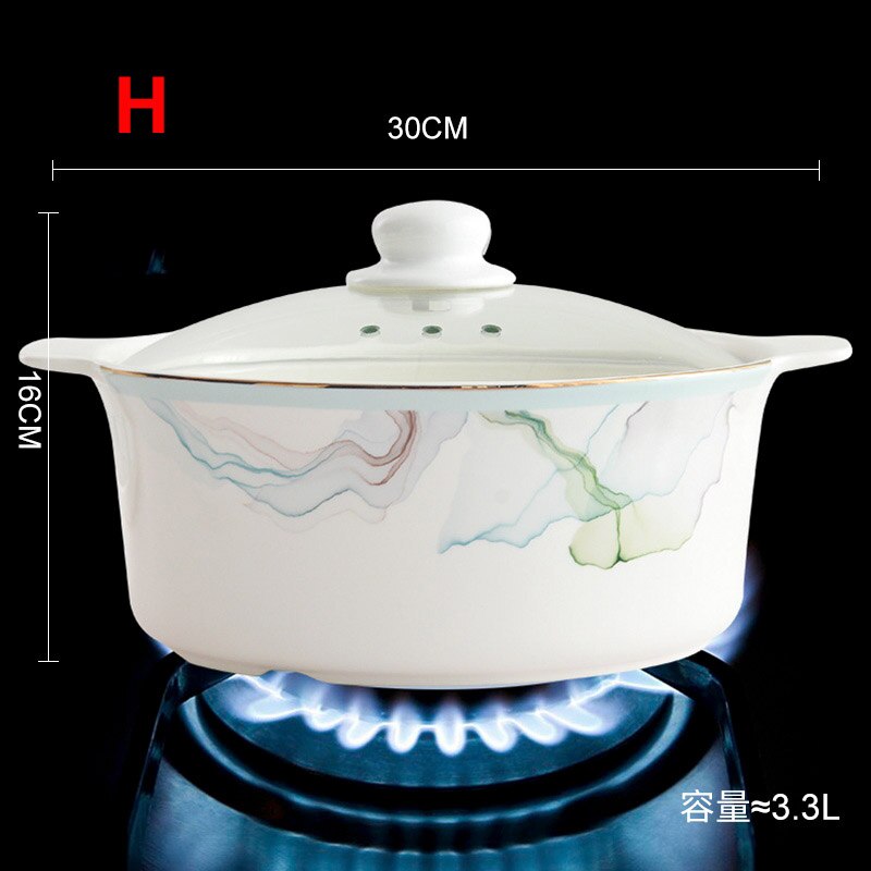 Just one pot Casserole heat-resistant health stew pot ceramics Soup pot stew pot open flame household gas porcelain pot: H
