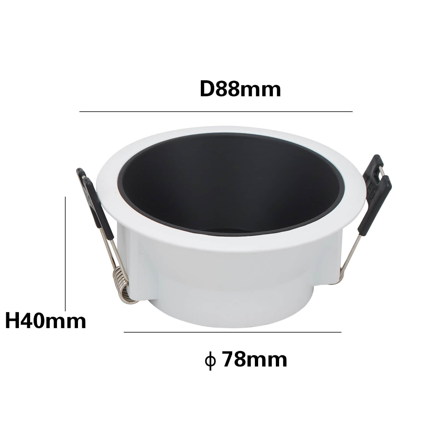 NO Adjustable Fixtures Downlight Holder Open Hole Cut Out 80mm Recessed Light LED Ceiling GU10 MR16 Lamp Holder: Black Round