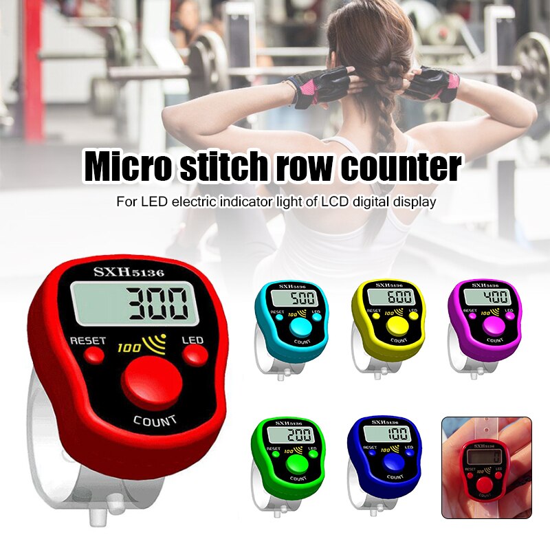Mini With Stitch Mark And Line Pointer Counter Multi-Color Led Luminous Electronic Chanting Counter Sewing Knitting Tools