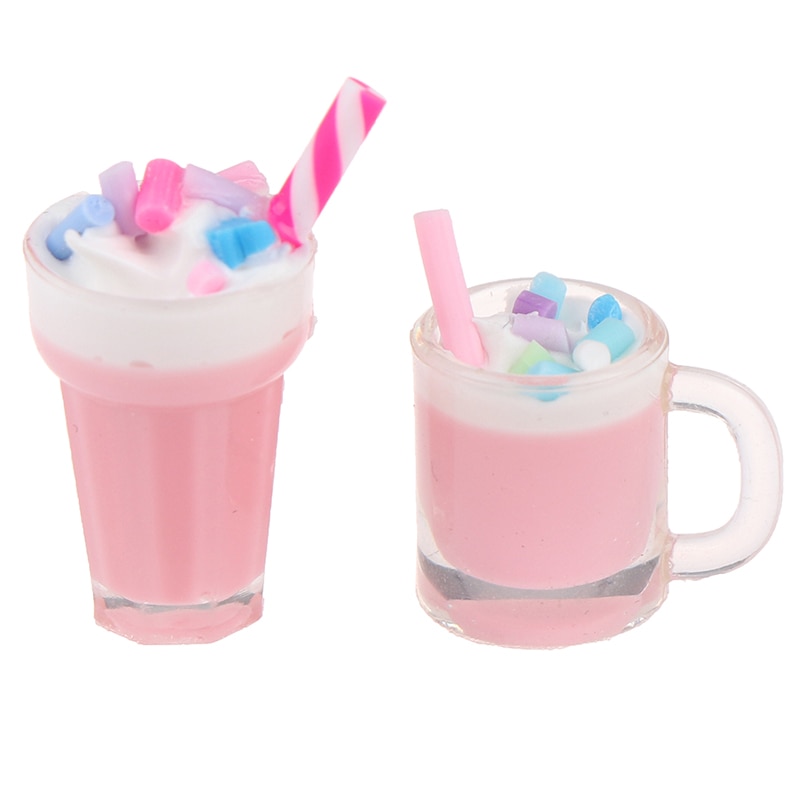 1:12 Dollhouse Miniatuur Scène Model Drinken Pretend Play Simulatie Aardbei Milkshake Poppenhuis Accessoires Kids Speelgoed