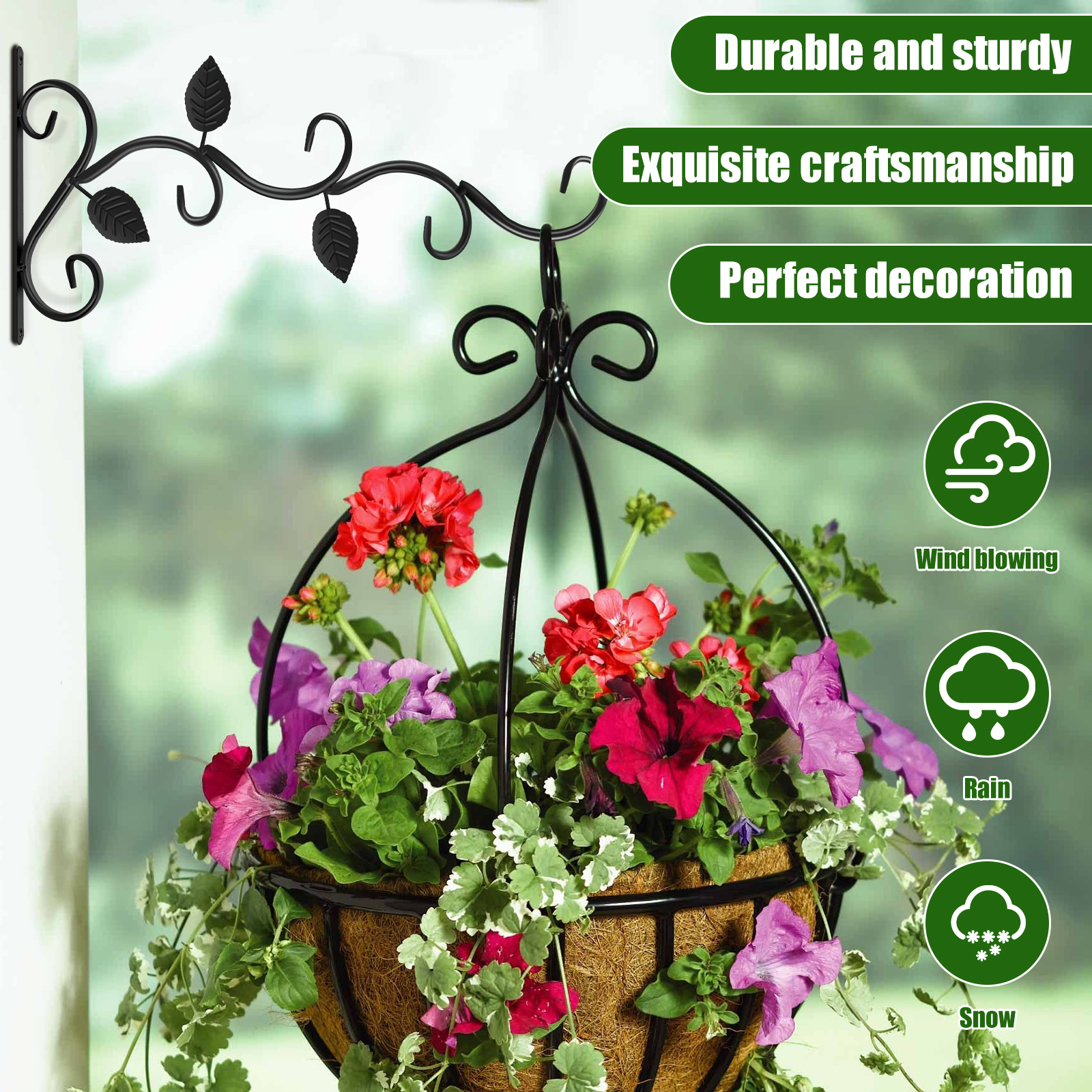 Crochet mural pour support de pot de fleur, support d'art en fer vintage européen, décoration de jardin, panier mural, 2 pièces, 4 pièces, 10 pièces