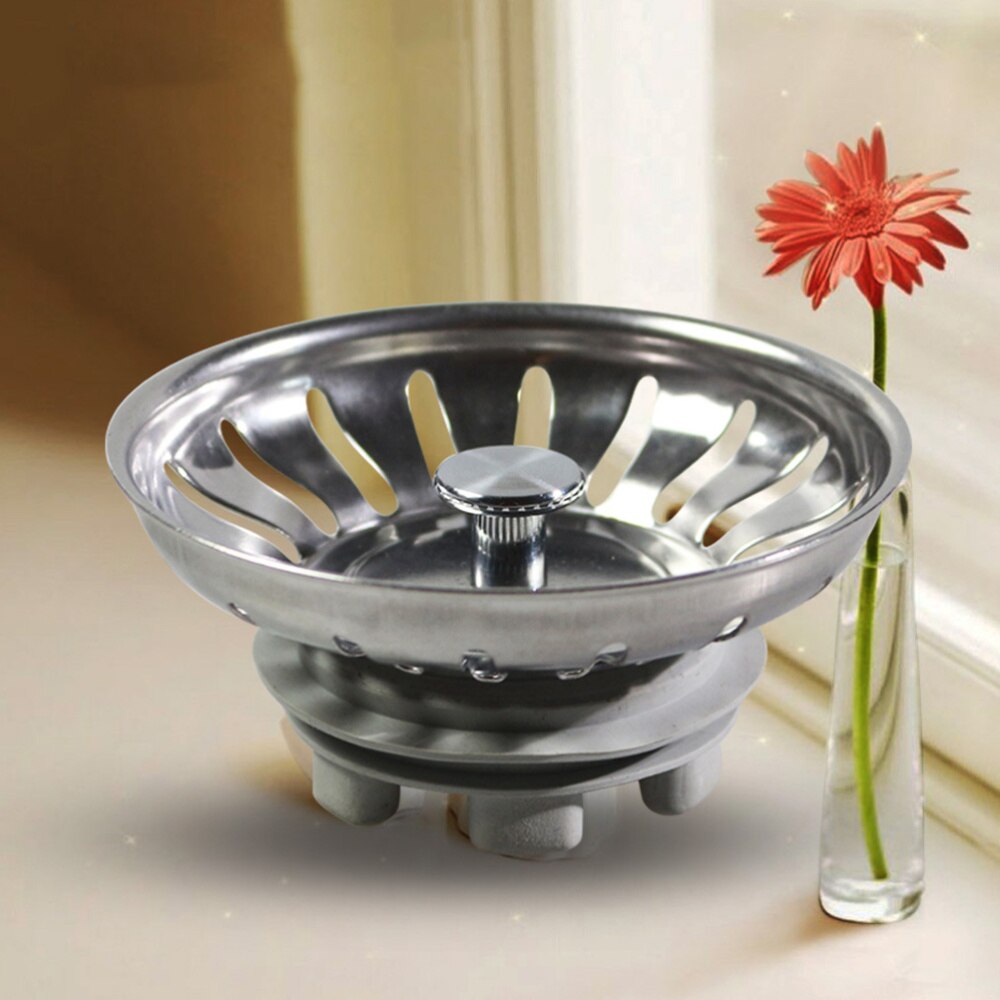 Gootsteen Zeef Roestvrijstalen Keuken Vuilophaal Zeef Sink Afvoer Catcher (Zilver)