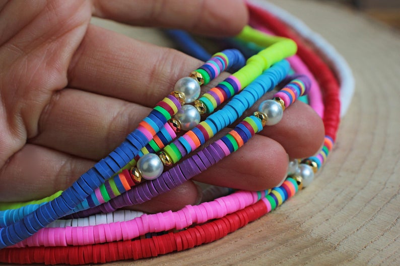 G. YCX Nuevos Bohemios, collares de Gargantilla Heishi con cuentas de vinilo africanas, collar de Vsco chica Lucite, joyería de playa de verano
