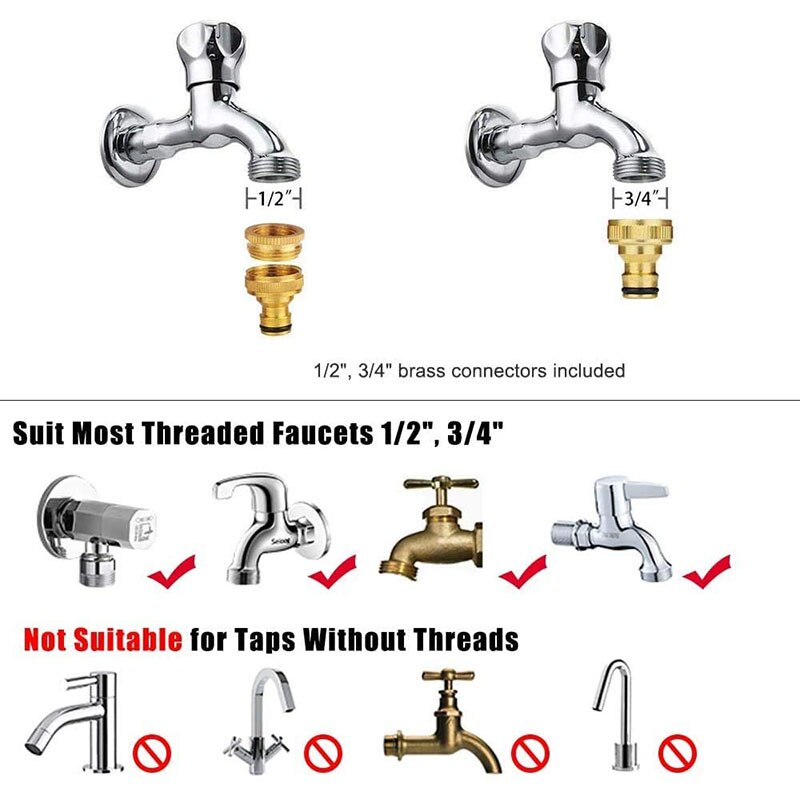 Flexible Garden Hose 25-100Ft Water Hose Expandable with 3-Way Latex Core Fabric High Density 8 Functional Spray Nozzle Set